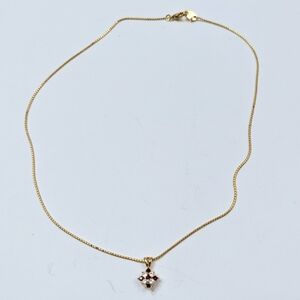 Vintage Avon Elegant Gold Necklace Red & Clear Green & Clear Reversible Pendant